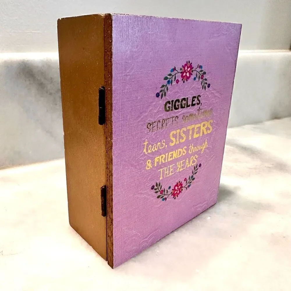 Francesca Statement Wooden Box Storage Sister Gift Ideas Pink 4''x5''x2''